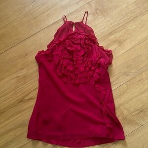 Bcbg tuxedo ruffle tank. Cherry red six xs fits 4/6